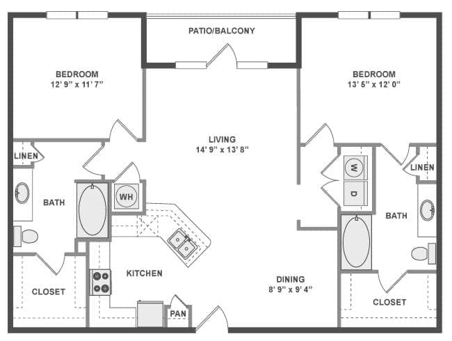 C600 floor plan, 2 Bedroom, 2 Bathroom at AMLI at the Ballpark apartments
