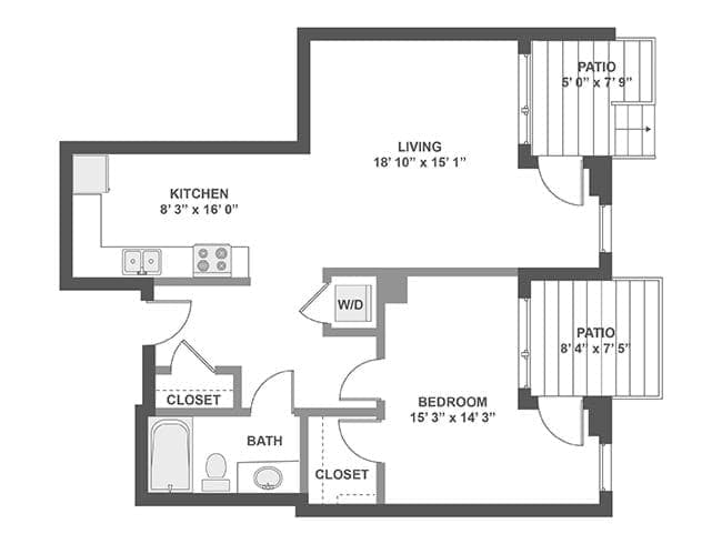 A4aX floor plan, 1 Bedroom, 1 Bathroom at AMLI South Lake Union apartments