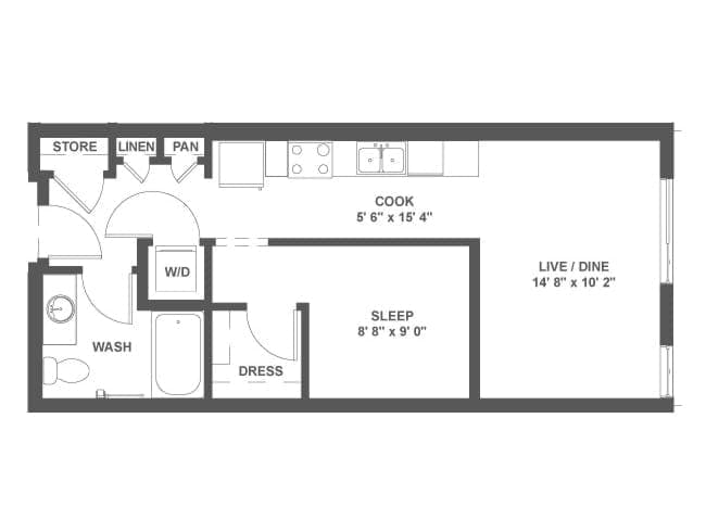 E1 floor plan, Studio, 1 Bathroom at AMLI Mark24 apartments