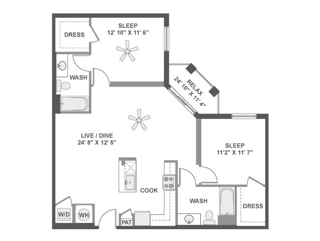 C5 floor plan, 2 Bedroom, 2 Bathroom at AMLI Dadeland apartments