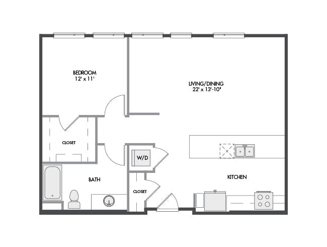 A4a floor plan, 1 Bedroom, 1 Bathroom at AMLI Spring District apartments
