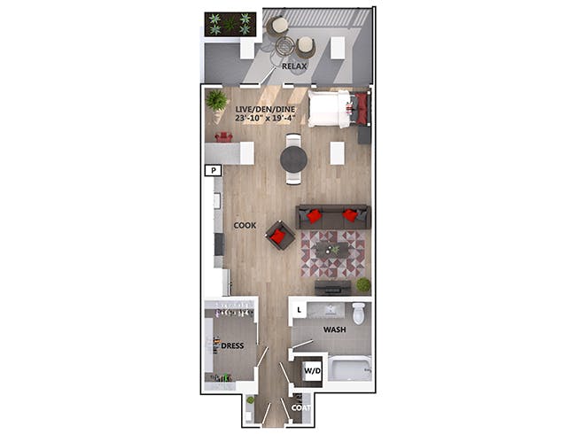 A3h floor plan, 1 Bedroom, 1 Bathroom at AMLI Riverfront Green apartments