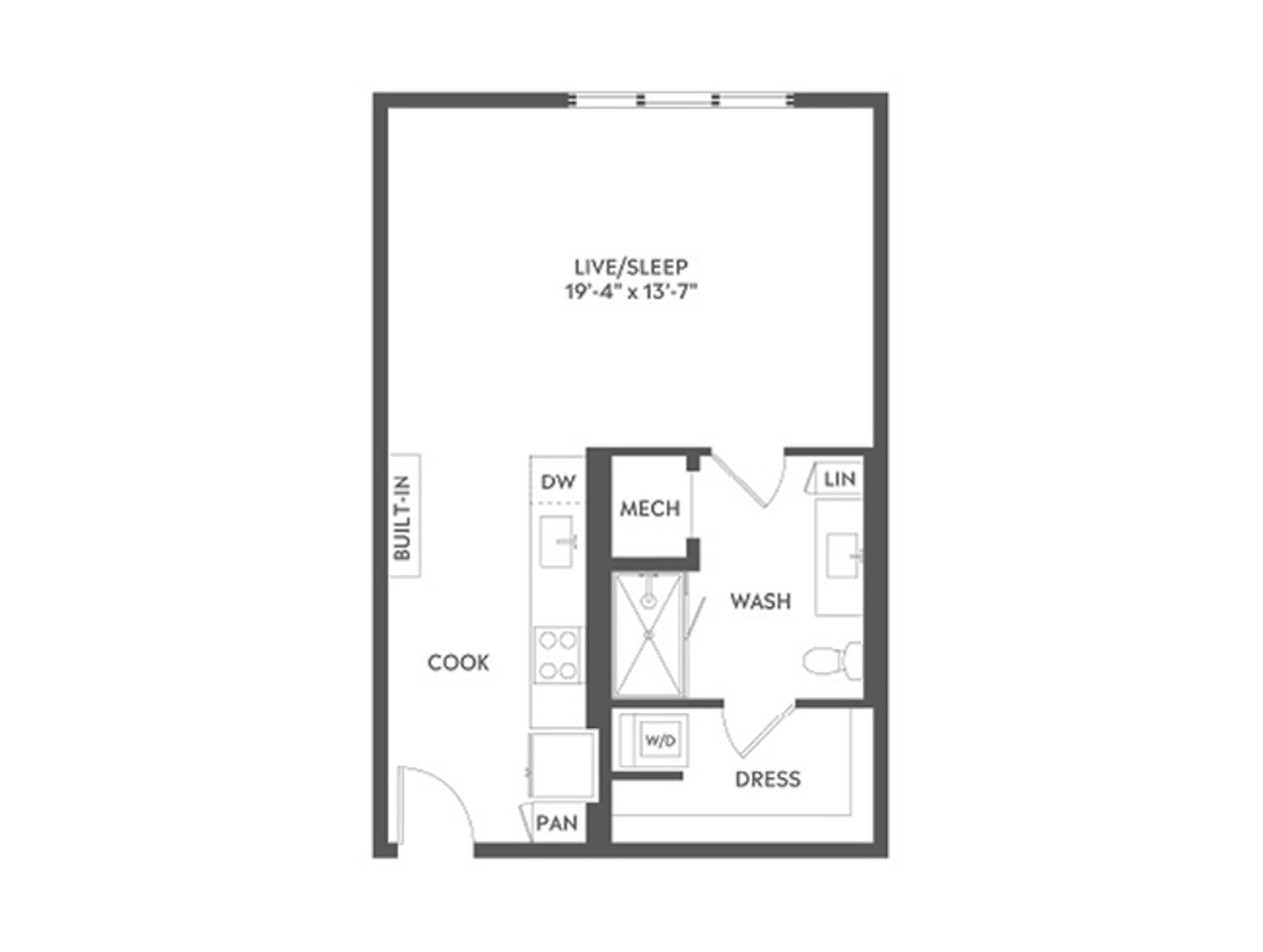 E9 floor plan, Studio, 1 Bathroom at AMLI Art District apartments