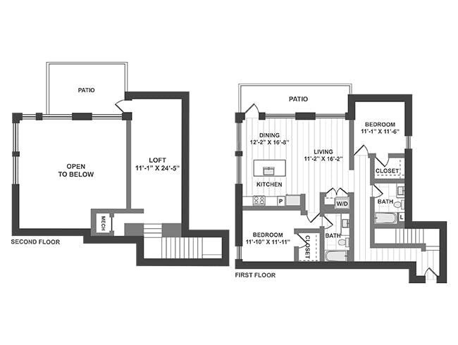 C10L floor plan, 2 Bedroom, 2 Bathroom, Loft at AMLI Park Broadway apartments