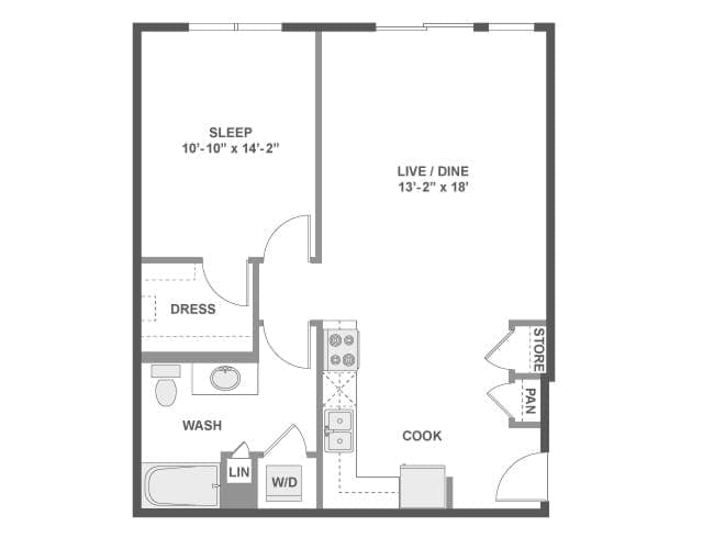 A3h floor plan, 1 Bedroom, 1 Bathroom at AMLI Wallingford apartments