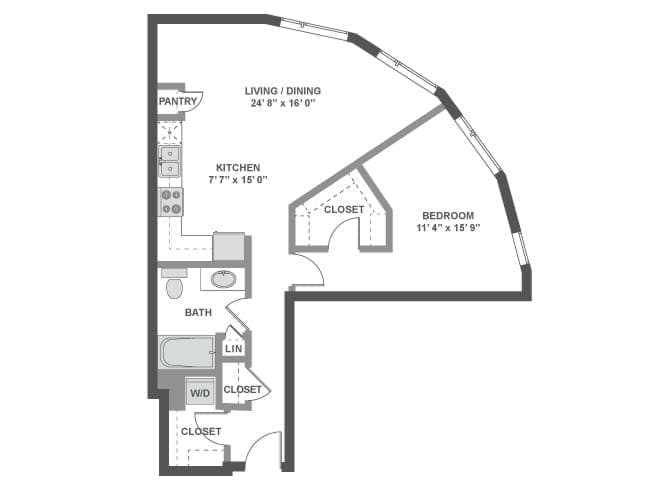 A4a floor plan, 1 Bedroom, 1 Bathroom at AMLI South Lake Union apartments