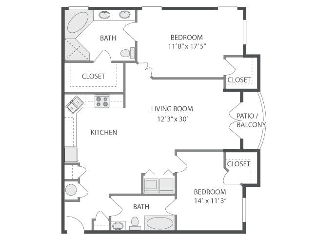 B550 floor plan, 1 Bedroom, 1 Bathroom at AMLI Lindbergh apartments