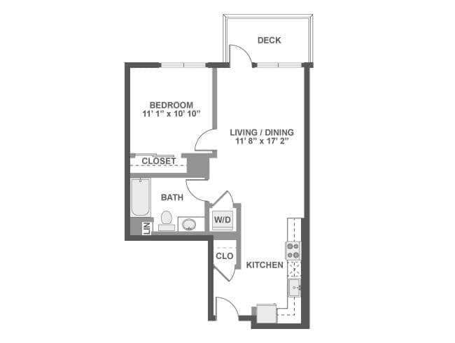 A2c floor plan, 1 Bedroom, 1 Bathroom at AMLI Lex on Orange apartments