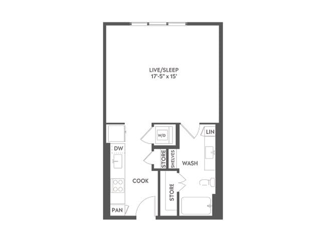 E8 floor plan, Studio, 1 Bathroom at AMLI Art District apartments