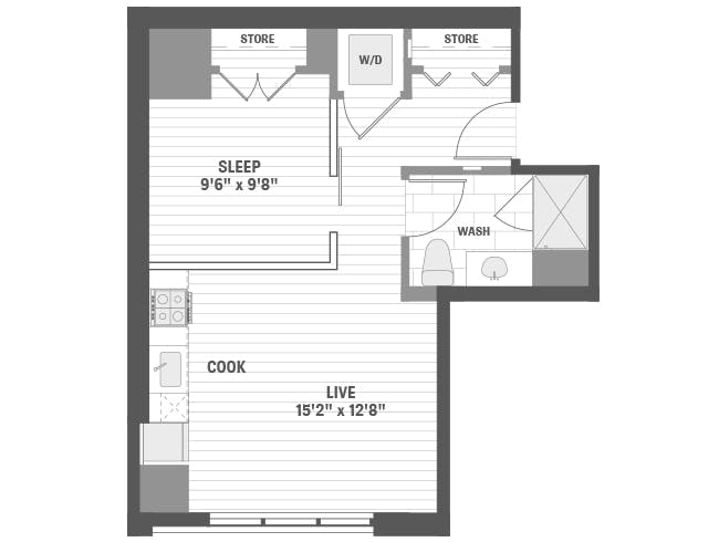 E3a floor plan, Studio, 1 Bathroom at AMLI 808 apartments