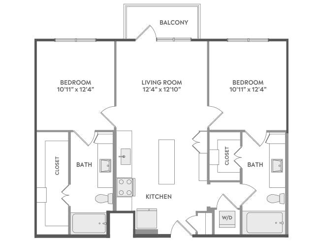 C4 floor plan, 2 Bedroom, 2 Bathroom at AMLI Lakeline apartments