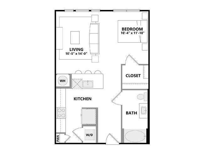E1a floor plan, Studio, 1 Bathroom at AMLI Addison apartments