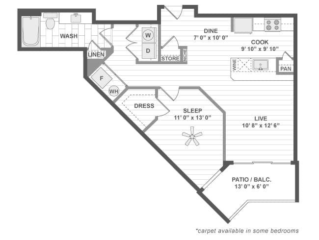 A4b floor plan, 1 Bedroom, 1 Bathroom at AMLI Deerfield apartments