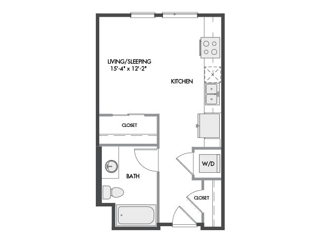 E1 floor plan, Studio, 1 Bathroom at AMLI Spring District apartments