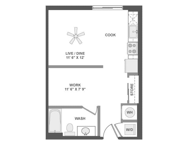 E3 floor plan, Studio, 1 Bathroom at AMLI Dadeland apartments