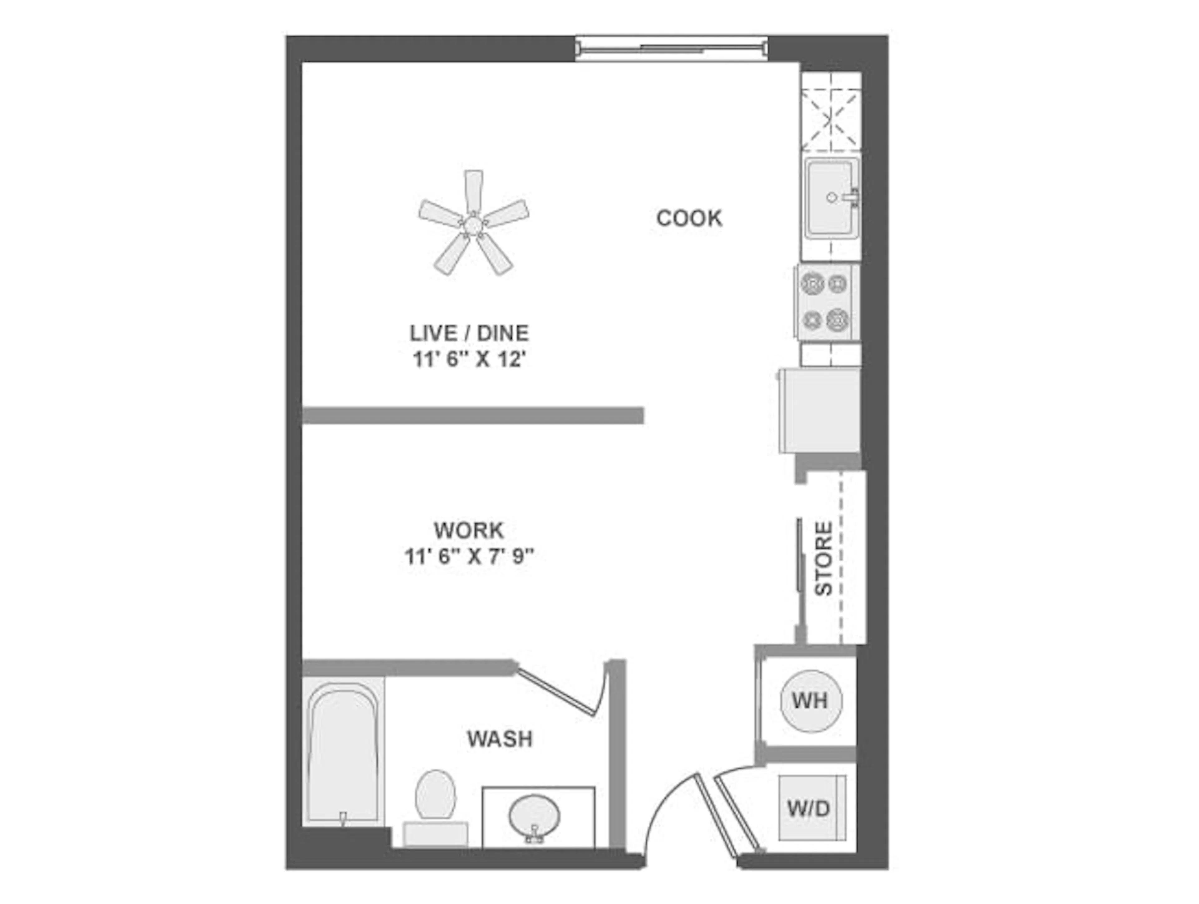 E3 floor plan, Studio, 1 Bathroom at AMLI Dadeland apartments