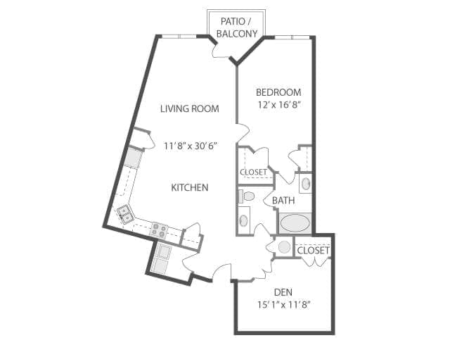 B500 floor plan, 1 Bedroom, 1 Bathroom at AMLI Lindbergh apartments