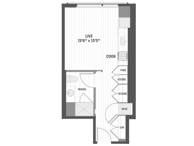 E2b floor plan, Studio, 1 Bathroom at AMLI 808 apartments