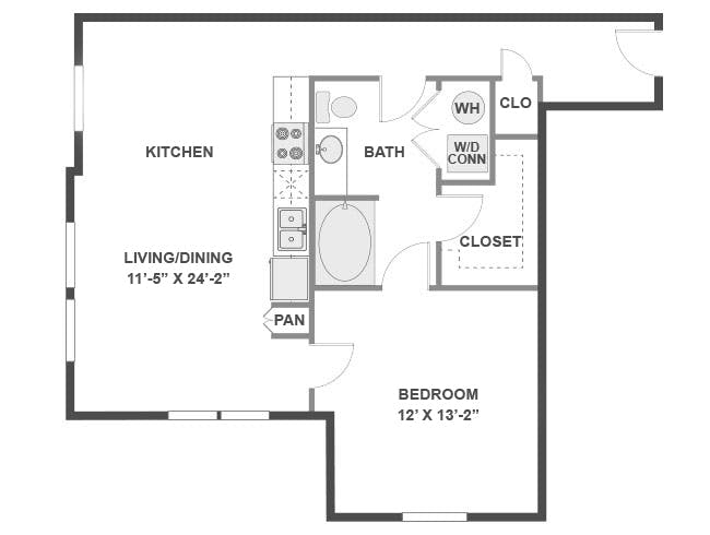 A4 floor plan, 1 Bedroom, 1 Bathroom at AMLI 300 apartments