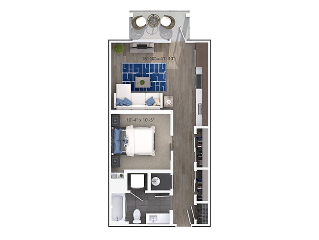 Scott (E1) floor plan, Studio, 1 Bathroom at AMLI Decatur apartments