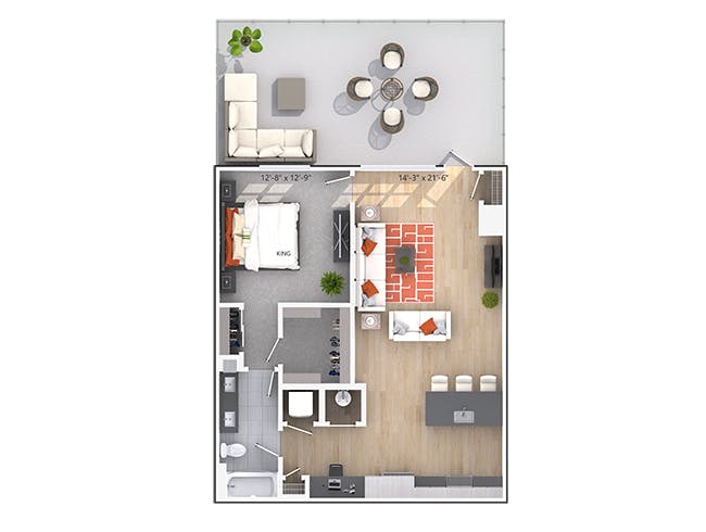 Deerborn (A4c) floor plan, 1 Bedroom, 1 Bathroom at AMLI Decatur apartments