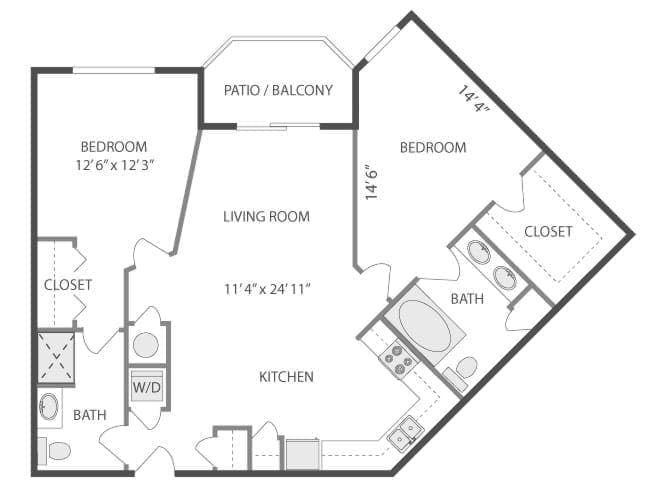 C450 floor plan, 2 Bedroom, 2 Bathroom at AMLI Lindbergh apartments