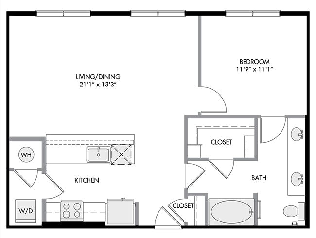 A4dX floor plan, 1 Bedroom, 1 Bathroom at AMLI South Shore apartments