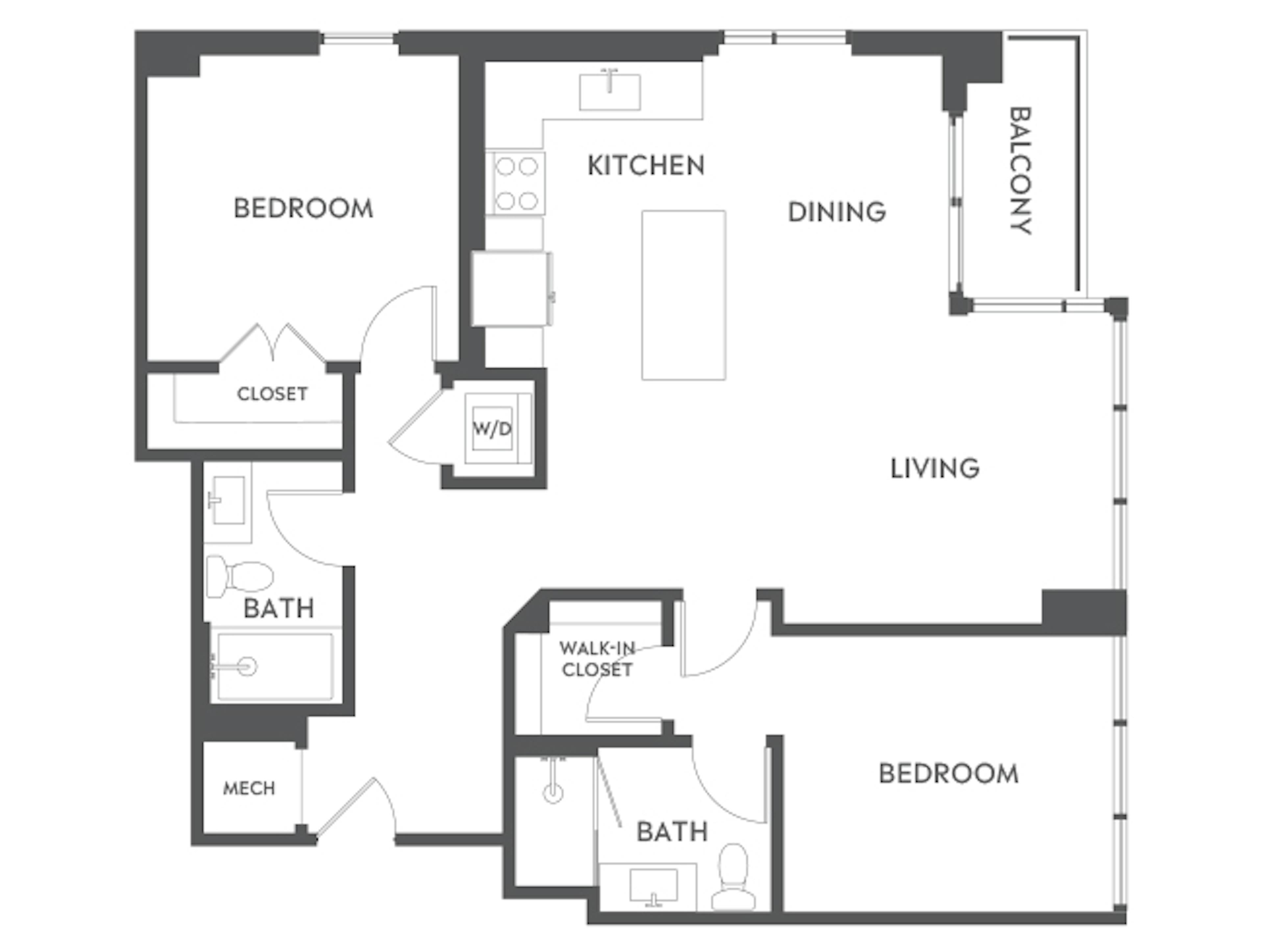 C5a floor plan, 2 Bedroom, 2 Bathroom at AMLI Midtown 29 apartments