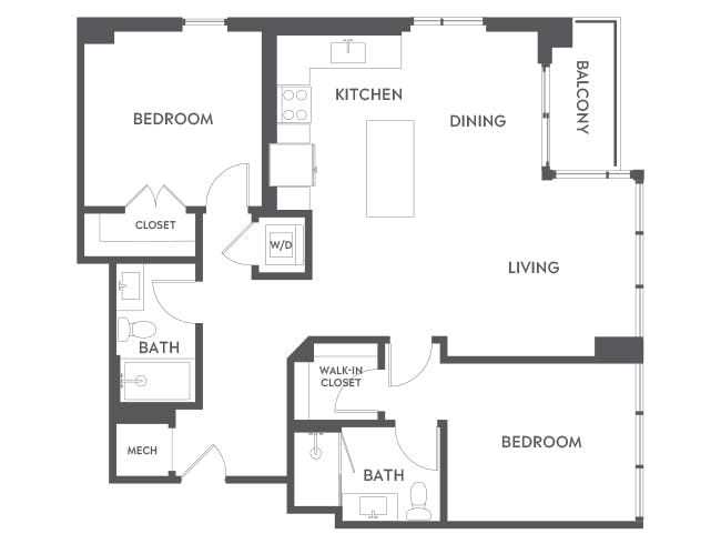 C5a floor plan, 2 Bedroom, 2 Bathroom at AMLI Midtown 29 apartments