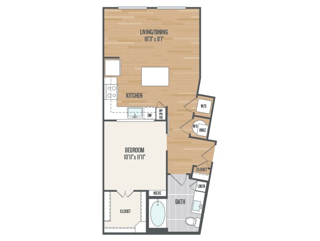 A3 floor plan, 1 Bedroom, 1 Bathroom at AMLI Grapevine apartments