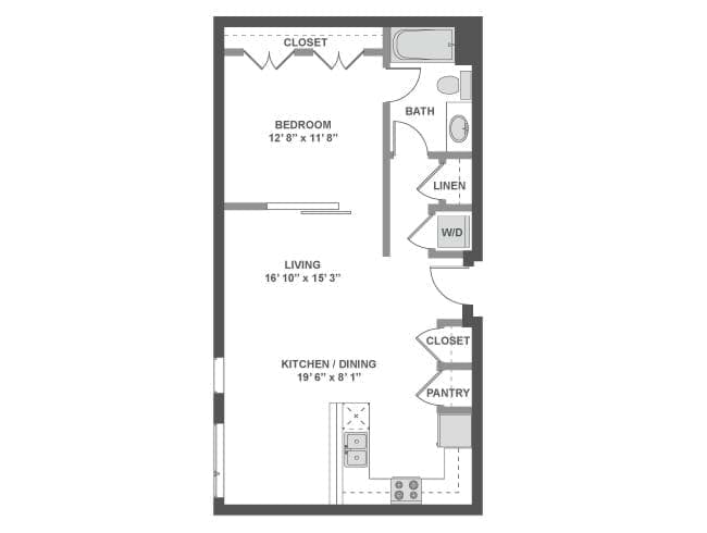 A3d floor plan, 1 Bedroom, 1 Bathroom at AMLI South Lake Union apartments