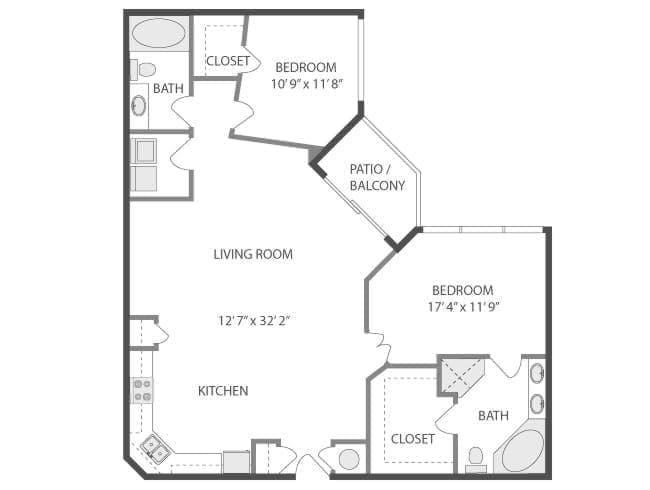 C700 floor plan, 2 Bedroom, 2 Bathroom at AMLI Lindbergh apartments