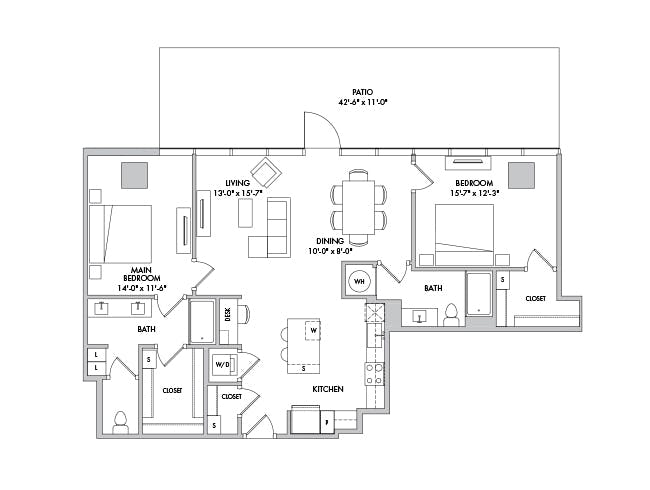 C8 floor plan, 2 Bedroom, 2 Bathroom at AMLI Fountain Place apartments