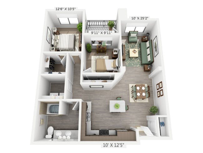 B4 floor plan, 2 Bedroom, 1 Bathroom at AMLI Cherry Creek apartments