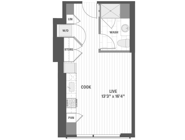 E2 floor plan, Studio, 1 Bathroom at AMLI 808 apartments