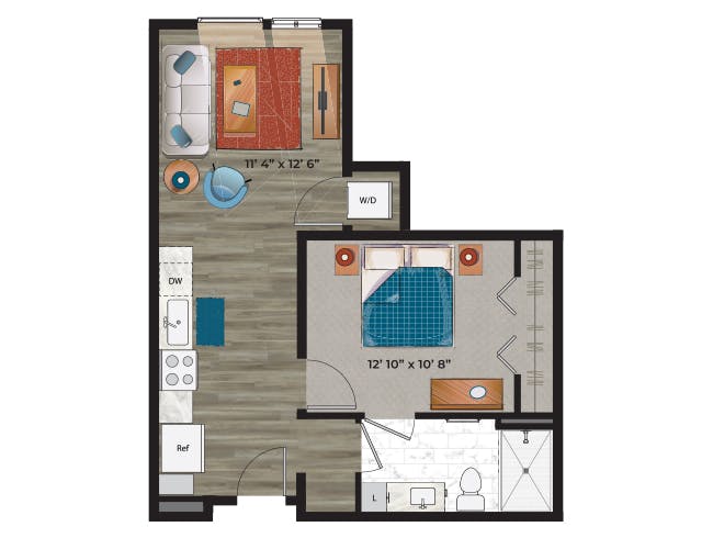 A2aNW floor plan, 1 Bedroom, 1 Bathroom at AMLI at Uptown apartments