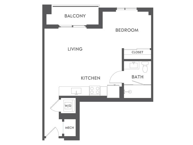 E1 floor plan, Studio, 1 Bathroom at AMLI Midtown 29 apartments