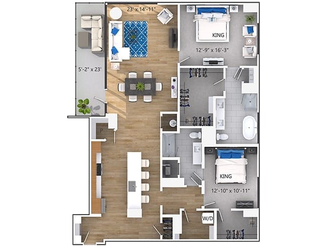 C11P floor plan, 2 Bedroom, 2 Bathroom, Tower, Penthouse at AMLI Lenox apartments