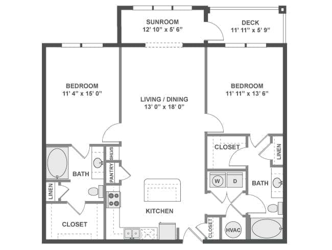 C550 floor plan, 2 Bedroom, 2 Bathroom at AMLI North Point apartments