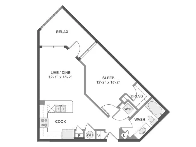 A3 floor plan, 1 Bedroom, 1 Bathroom at AMLI Frisco Crossing apartments