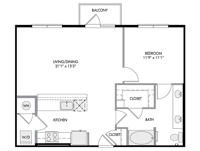A4aX floor plan, 1 Bedroom, 1 Bathroom at AMLI South Shore apartments
