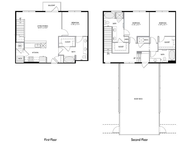 D7bTX floor plan, 3 Bedroom, 3 Bathroom, Townhome at AMLI South Shore apartments