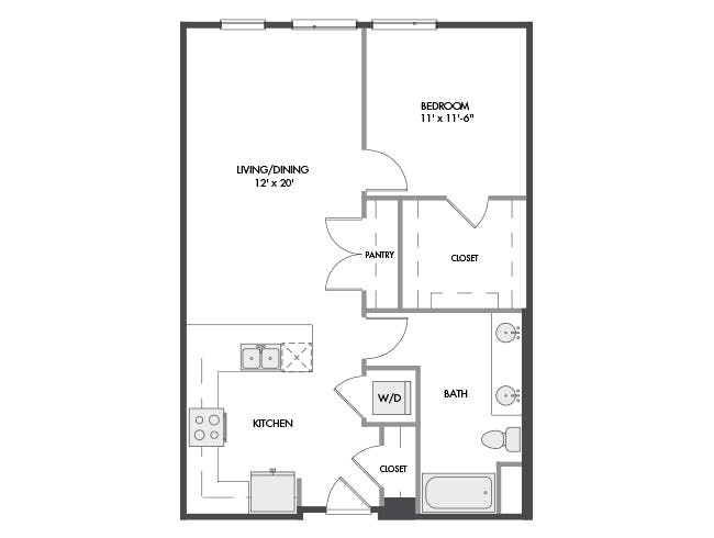 A4 floor plan, 1 Bedroom, 1 Bathroom at AMLI Spring District apartments