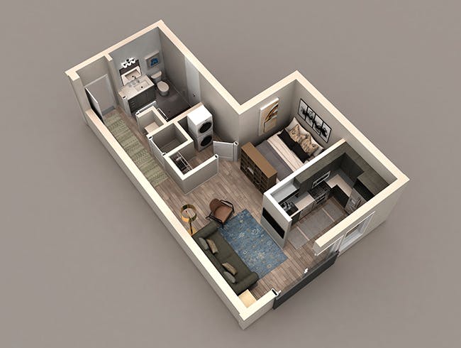 E1c floor plan, Studio, 1 Bathroom at AMLI Westside apartments