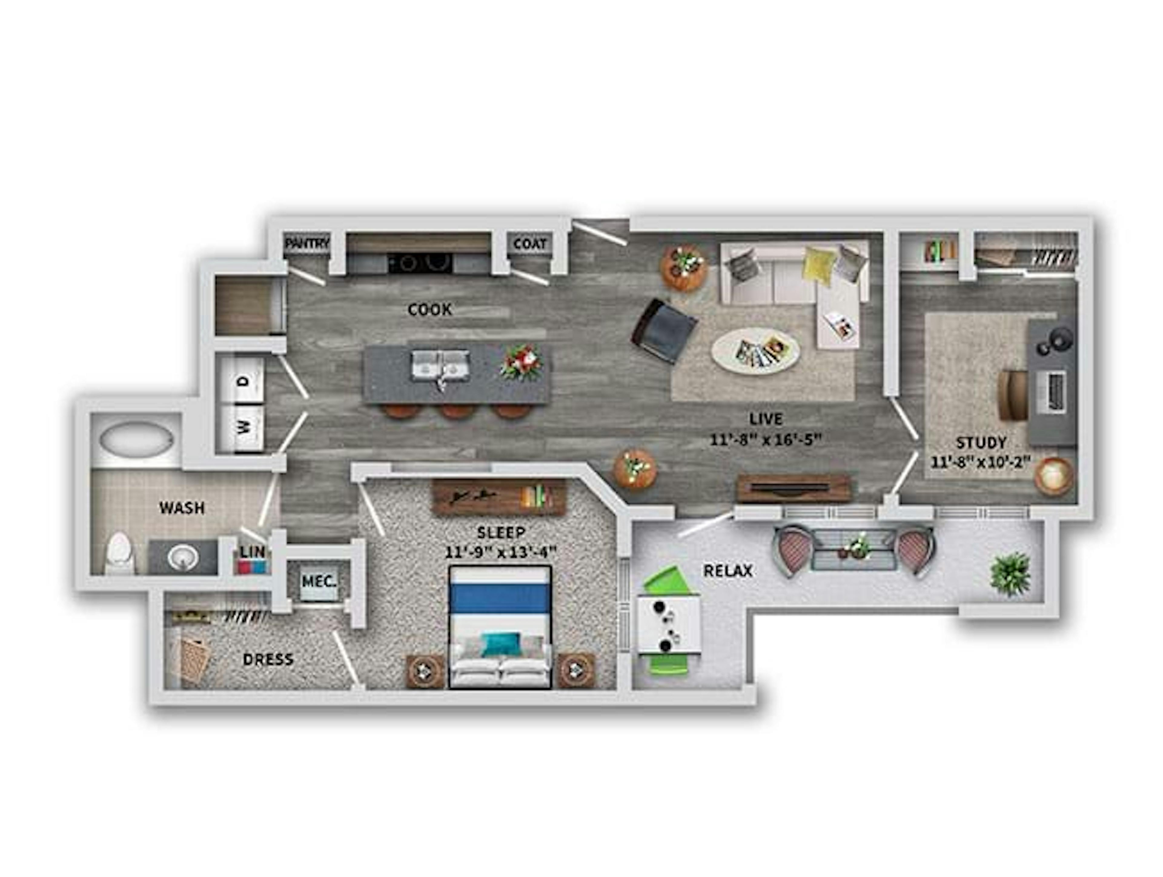 B4 floor plan, 2 Bedroom, 1 Bathroom at AMLI Dry Creek apartments