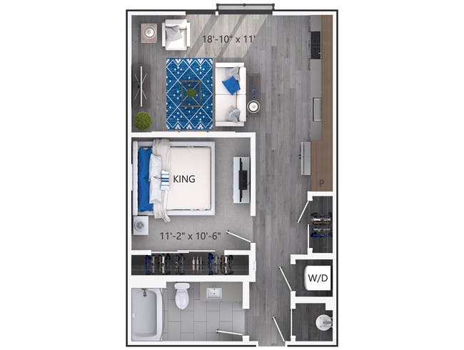 A2 floor plan, 1 Bedroom, 1 Bathroom, Flats at AMLI Lenox apartments