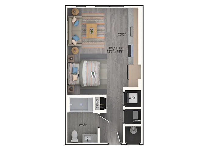 AMLI Broadway Park E1 studio floor plan - Denver, CO