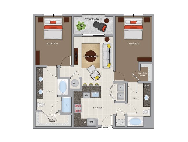 C5 floor plan, 2 Bedroom, 2 Bathroom at AMLI 8800 apartments