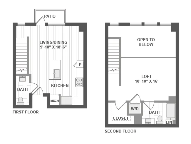 E1L floor plan, Studio, 1 Bathroom, Loft at AMLI Park Broadway apartments