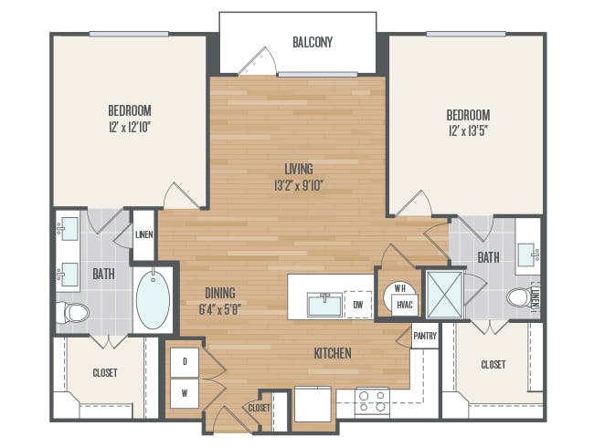 C5 floor plan, 2 Bedroom, 2 Bathroom at AMLI Grapevine apartments